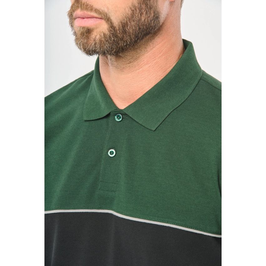 Eco-responsible unisex two-tone short-sleeved polo