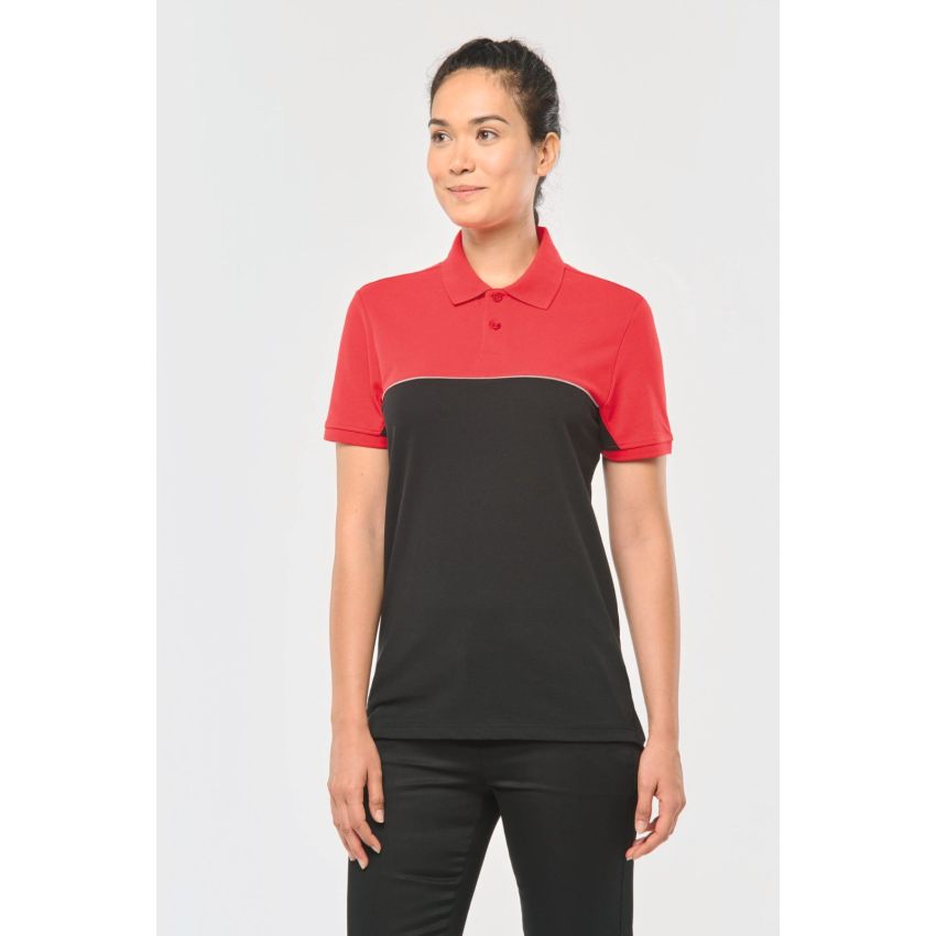 Eco-responsible unisex two-tone short-sleeved polo