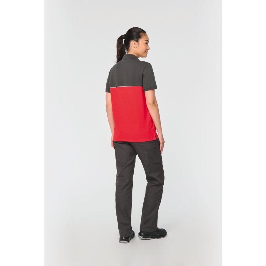 Eco-responsible unisex two-tone short-sleeved polo
