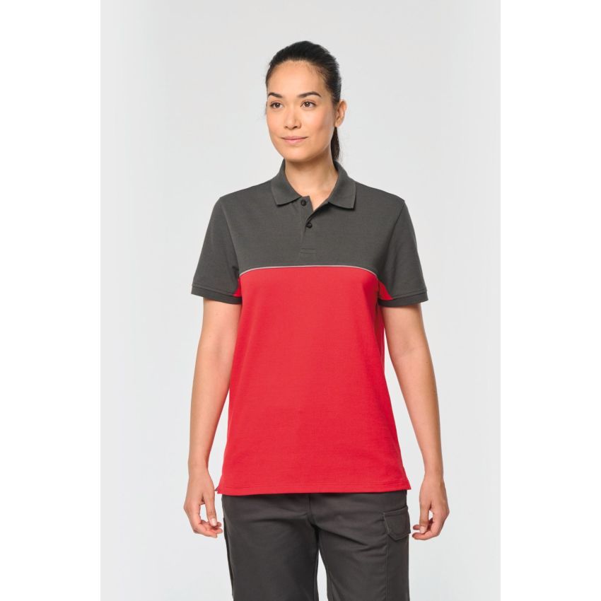 Eco-responsible unisex two-tone short-sleeved polo