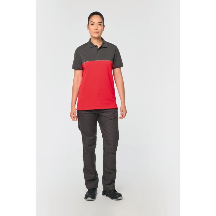 Eco-responsible unisex two-tone short-sleeved polo