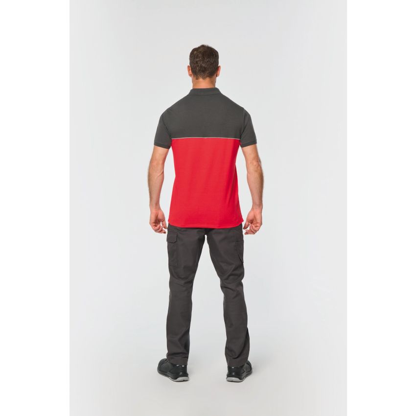 Eco-responsible unisex two-tone short-sleeved polo