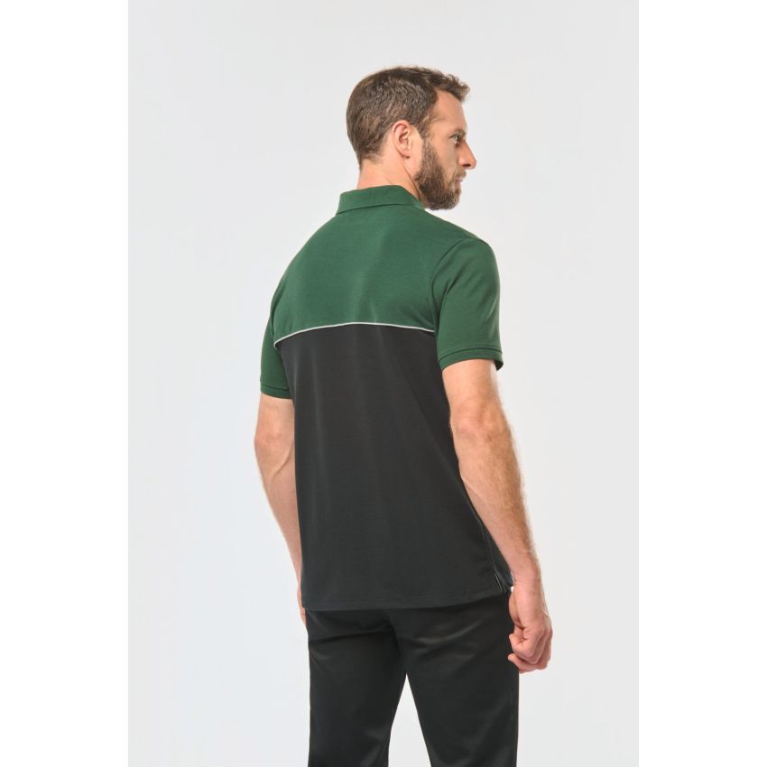 Eco-responsible unisex two-tone short-sleeved polo
