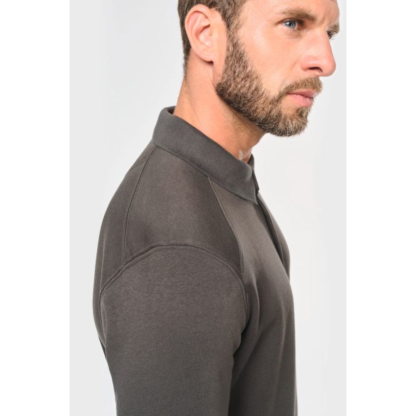 Sweatshirt with polo-style neckline