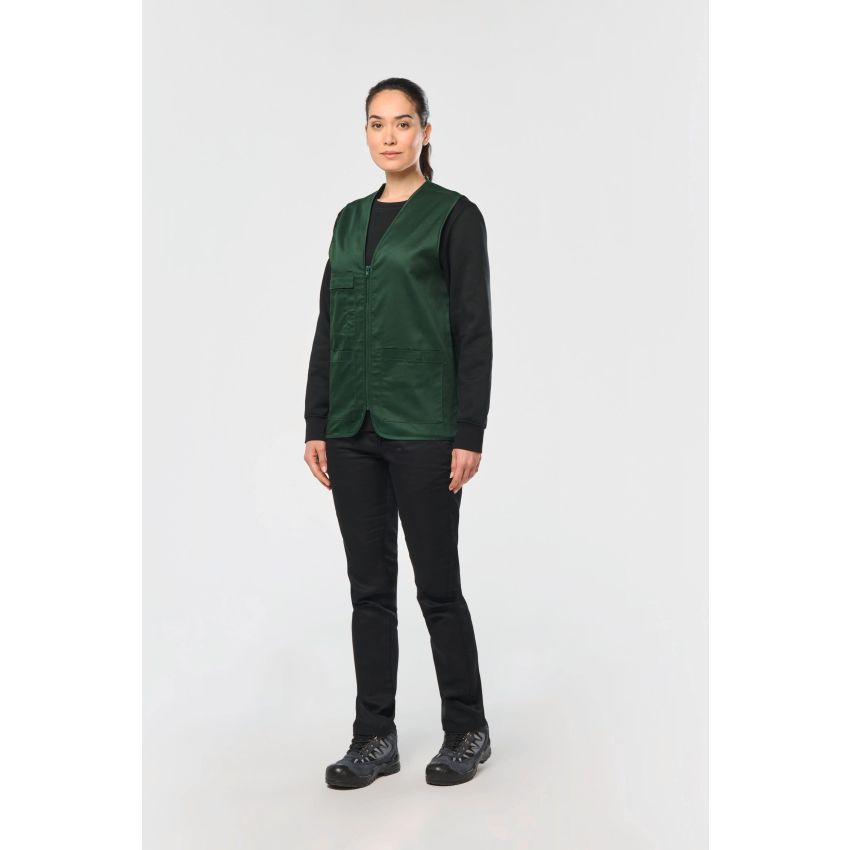 Unisex multi-pocket polyester/cotton waistcoat