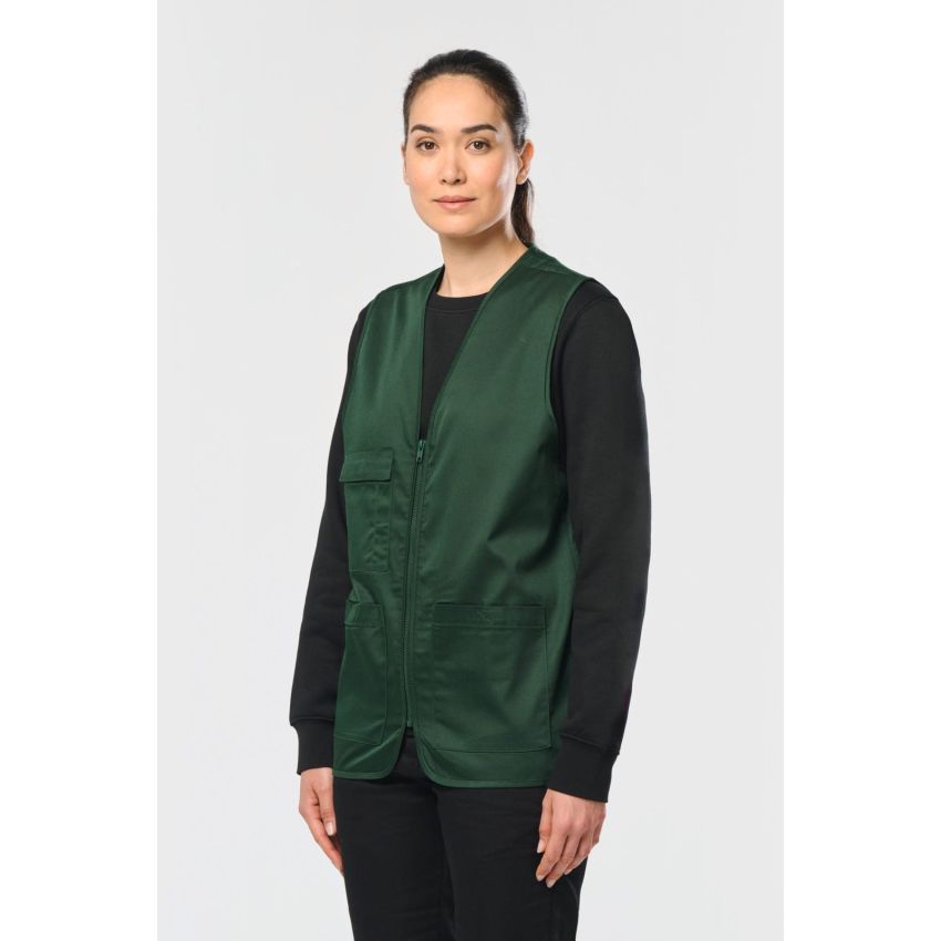 Unisex multi-pocket polyester/cotton waistcoat