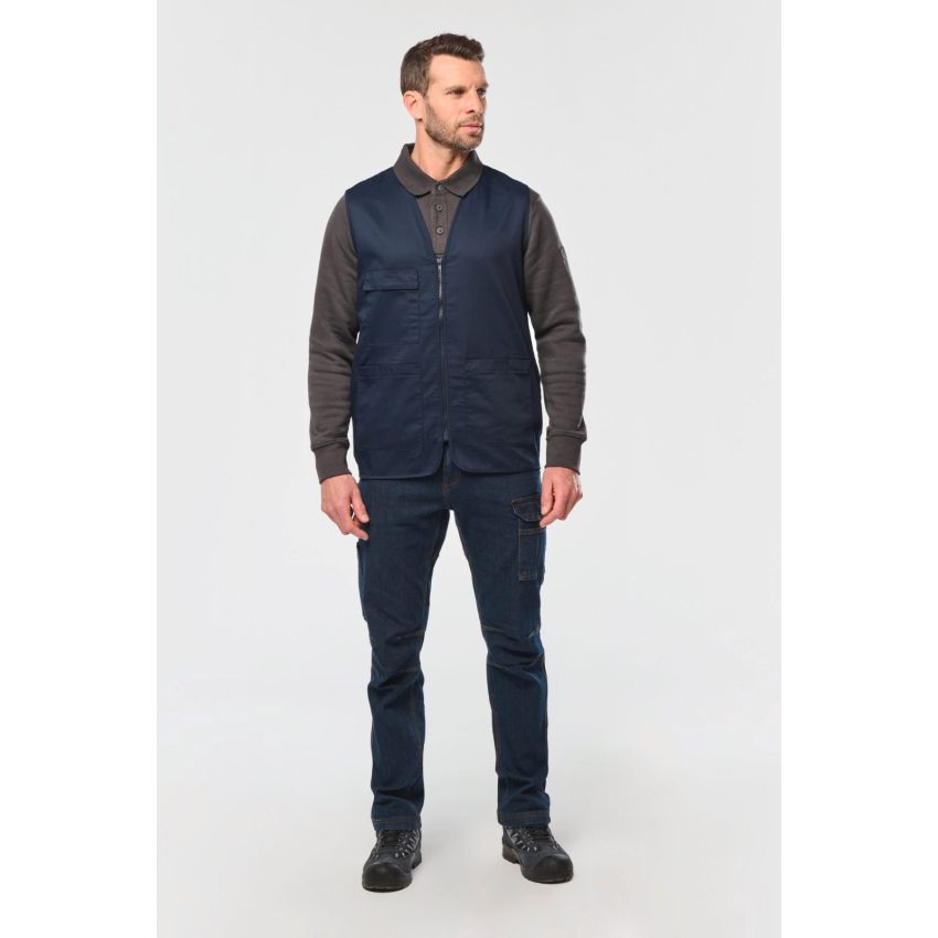 Unisex multi-pocket polyester/cotton waistcoat