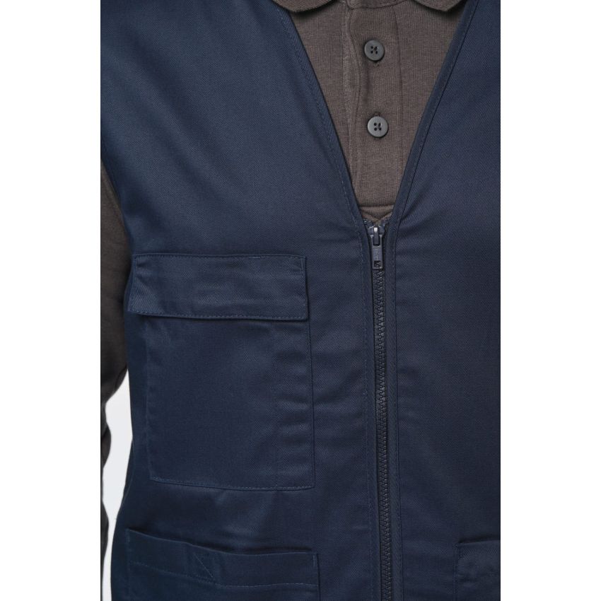 Unisex multi-pocket polyester/cotton waistcoat