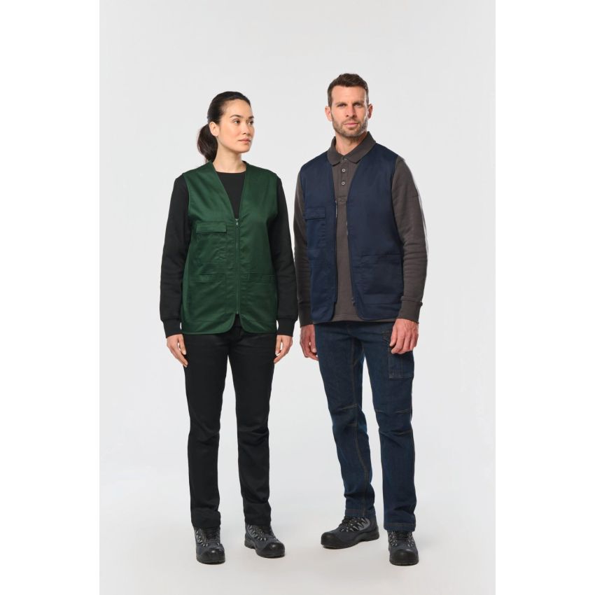 Unisex multi-pocket polyester/cotton waistcoat