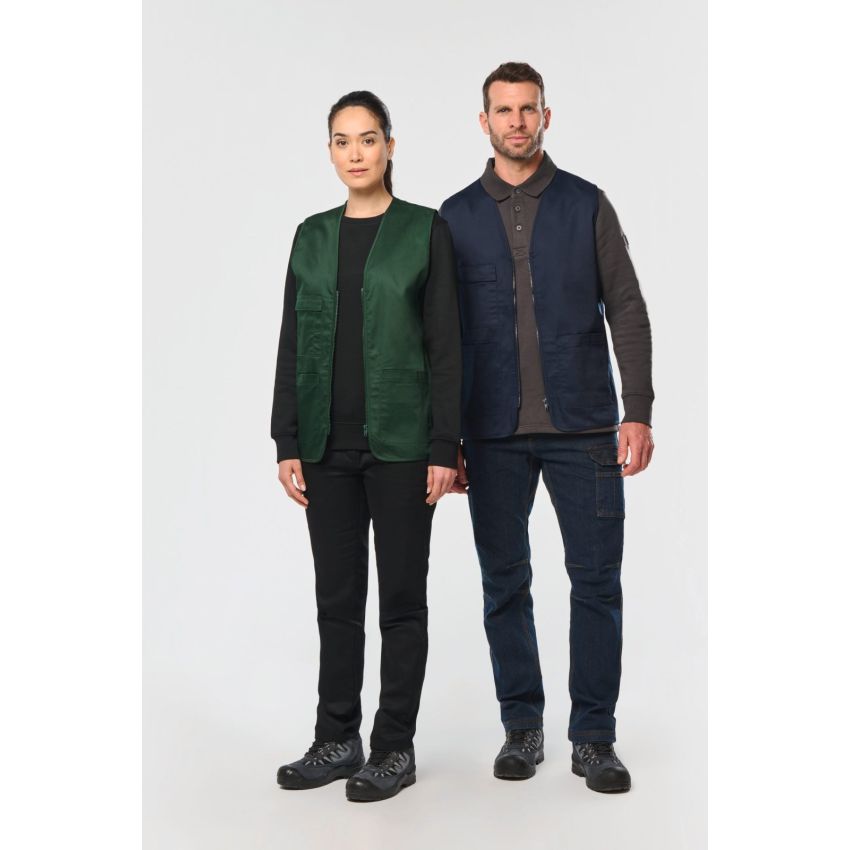Unisex multi-pocket polyester/cotton waistcoat
