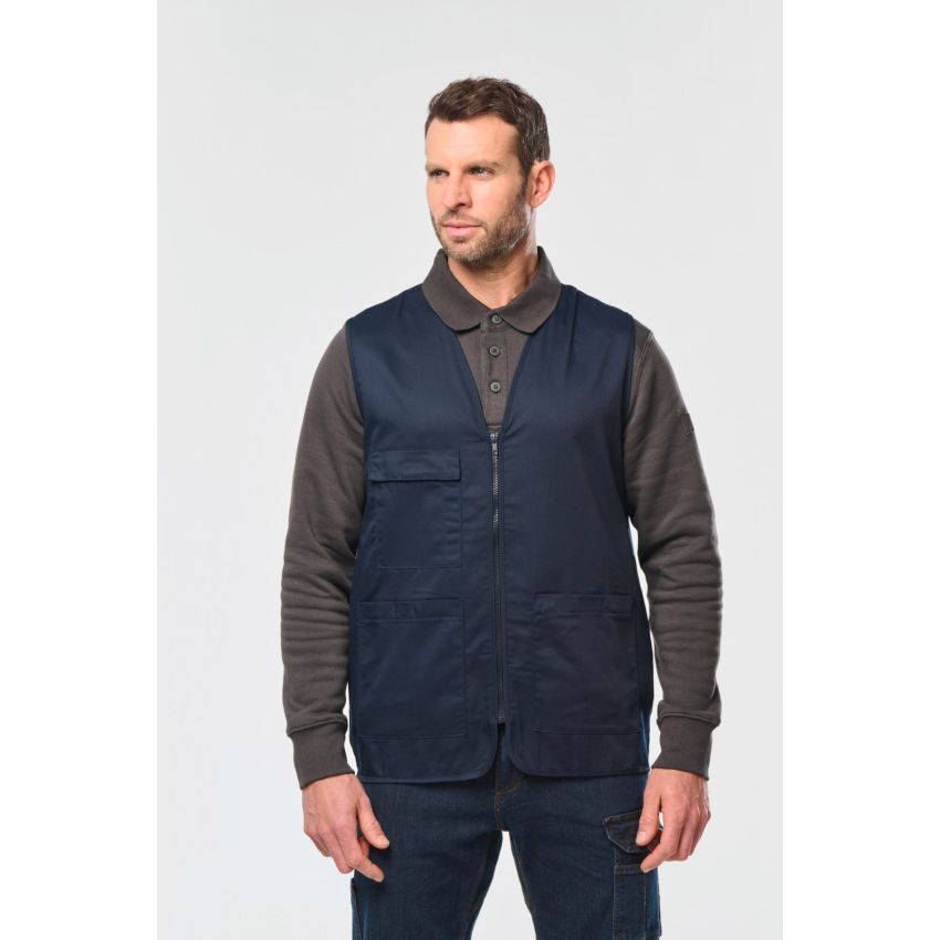 Unisex multi-pocket polyester/cotton waistcoat