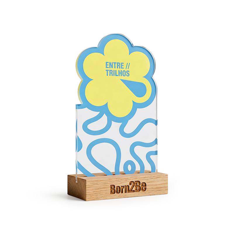 Custom Acrylic Trophies with Raw MDF Base, UV Printing and Laser Engraving
